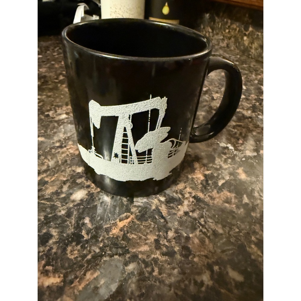 Black‎ Oil Derrick Pump Jack Coffee Mug Industrial Gas Energy Petroleum Cup